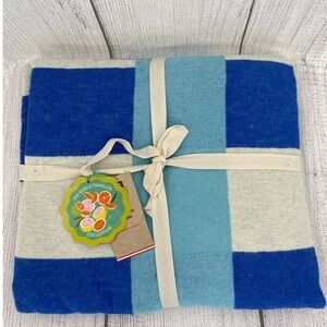 David Fussenegger Throw Blanket Blue White Colorblock World Traveler Soft Cozy
